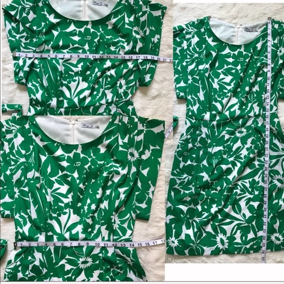 Eliza J Flutter Sleeve green Floral belted Dress - Picture 6 of 7